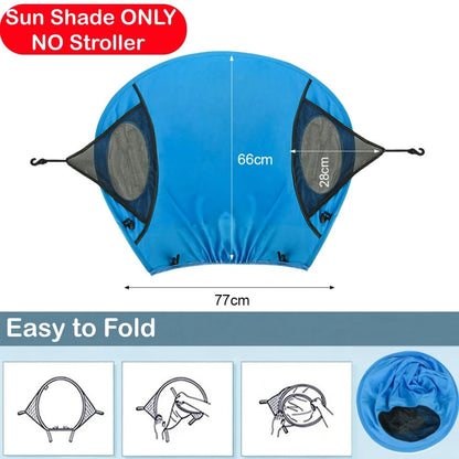 Universal Sun Shade for Baby Stroller UV Protection Rainproof Sun Cover for Stroller Pram Pushchair Buggy Blackout Parasol Sunshade Blind Canopy Cover Pushchair Anti-UV Awning for Travel Park Walking