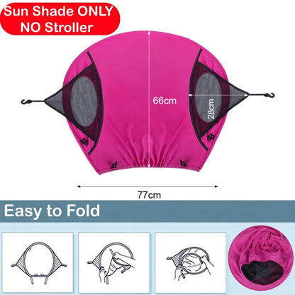 Universal Sun Shade for Baby Stroller UV Protection Rainproof Sun Cover for Stroller Pram Pushchair Buggy Blackout Parasol Sunshade Blind Canopy Cover Pushchair Anti-UV Awning for Travel Park Walking