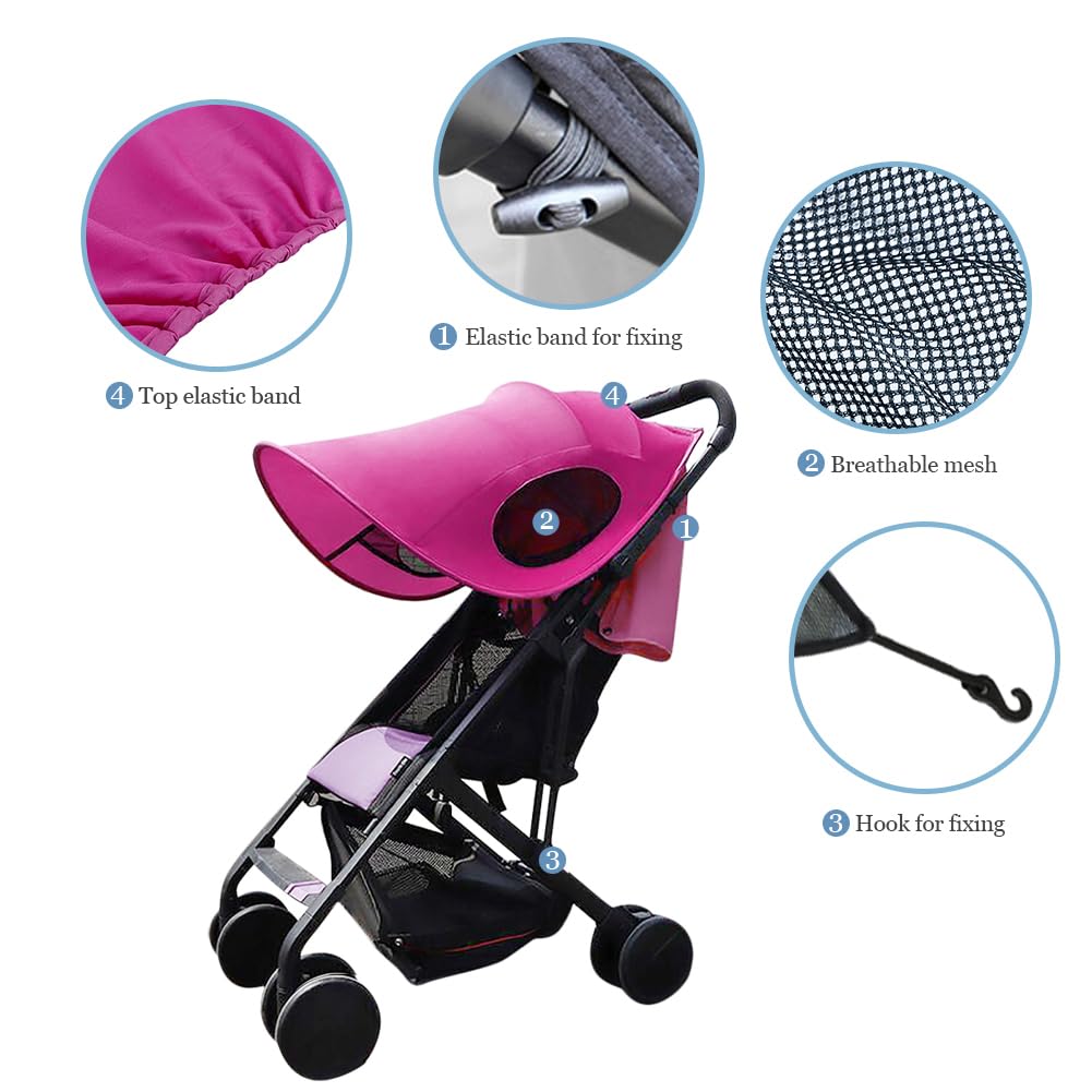 Universal Sun Shade for Baby Stroller UV Protection Rainproof Sun Cover for Stroller Pram Pushchair Buggy Blackout Parasol Sunshade Blind Canopy Cover Pushchair Anti-UV Awning for Travel Park Walking
