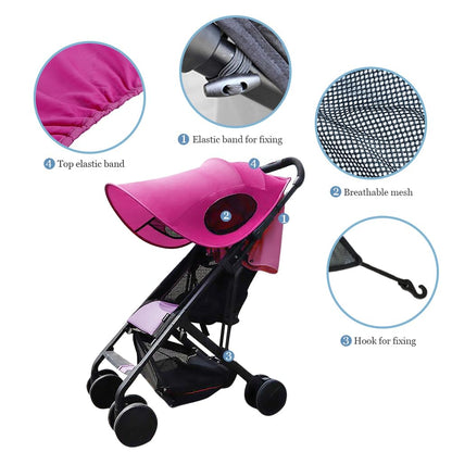 Universal Sun Shade for Baby Stroller UV Protection Rainproof Sun Cover for Stroller Pram Pushchair Buggy Blackout Parasol Sunshade Blind Canopy Cover Pushchair Anti-UV Awning for Travel Park Walking