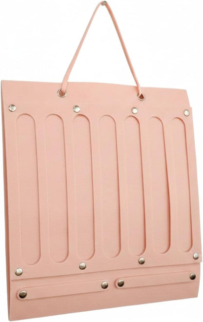 Pink Felt Hair Accessory Organizer, Wall-Mounted Vertical Storage Caddy for Clips & Ties, Space-Saving Door Hanger (13.8 x 15 in)