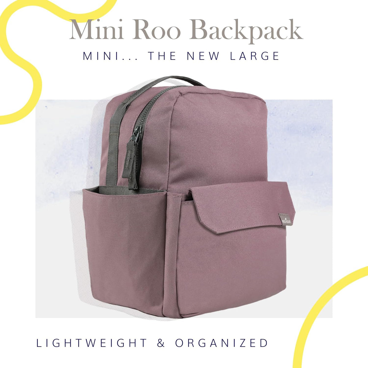 Mini Roo Diaper Bag Backpack, Mauve Baby Bag - 6 Pockets For Daily Carry