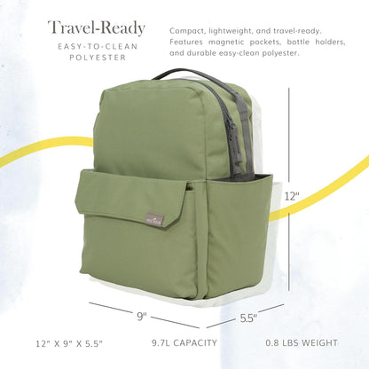 Mini Roo Diaper Bag Backpack, Mauve Baby Bag - 6 Pockets For Daily Carry