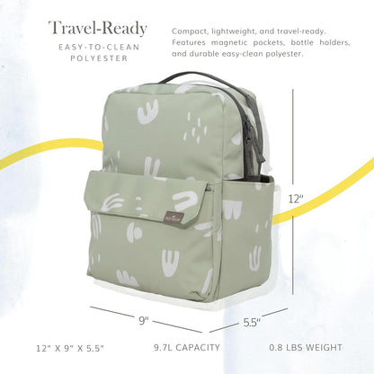 Mini Roo Diaper Bag Backpack, Mauve Baby Bag - 6 Pockets For Daily Carry