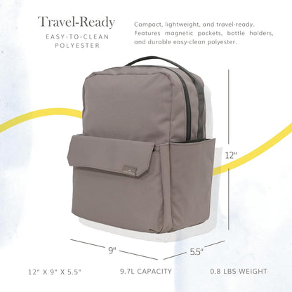 Mini Roo Diaper Bag Backpack, Mauve Baby Bag - 6 Pockets For Daily Carry