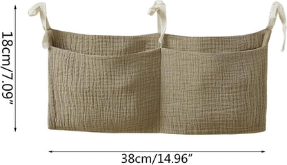 Bedside hanging bag for storing baby milk bottles and blankets - Baby diaper folding bed organizer bag - Gray