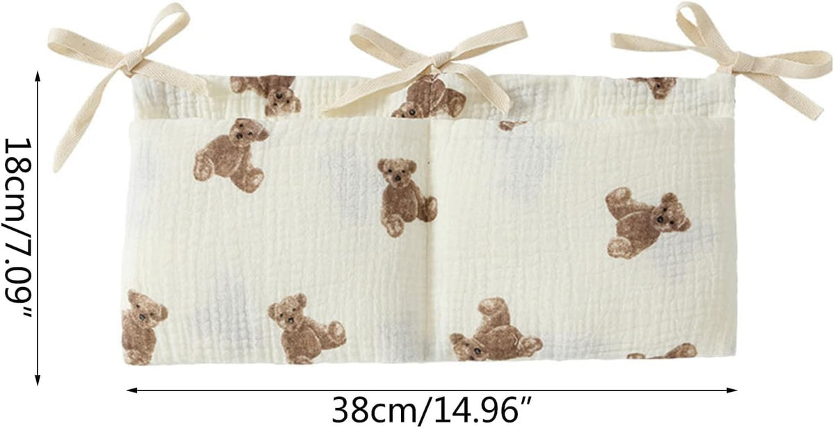 Bedside hanging bag for storing baby milk bottles and blankets - Baby diaper folding bed organizer bag - Gray