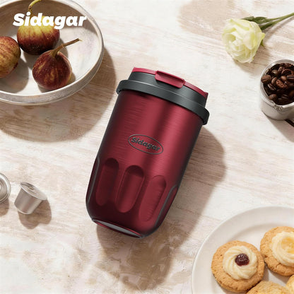 Coffee Mug 10 oz Ceramic Lined Tumbler, Double Wall Stainless Steel Cup with Lid, Mini Water Bottle, Vacuum Insulated Travel Mug for Home Office, Pink