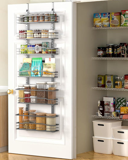 White 9-Tier Over The Door Pantry Organizer, Pantry Organization And Storage, Metal Hanging Spice Rack Shelves Door, Home & Kitchen Essentials, Laundry Room Bathroom Organization