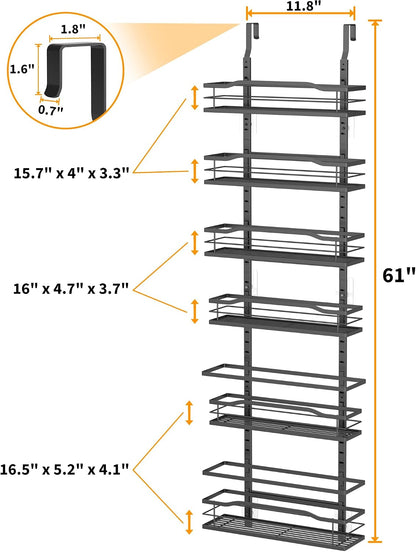 White 9-Tier Over The Door Pantry Organizer, Pantry Organization And Storage, Metal Hanging Spice Rack Shelves Door, Home & Kitchen Essentials, Laundry Room Bathroom Organization