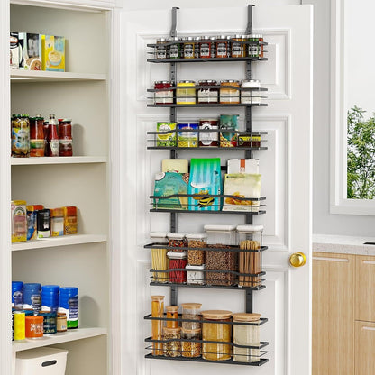 White 9-Tier Over The Door Pantry Organizer, Pantry Organization And Storage, Metal Hanging Spice Rack Shelves Door, Home & Kitchen Essentials, Laundry Room Bathroom Organization