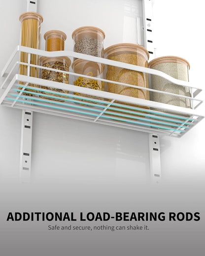 White 9-Tier Over The Door Pantry Organizer, Pantry Organization And Storage, Metal Hanging Spice Rack Shelves Door, Home & Kitchen Essentials, Laundry Room Bathroom Organization