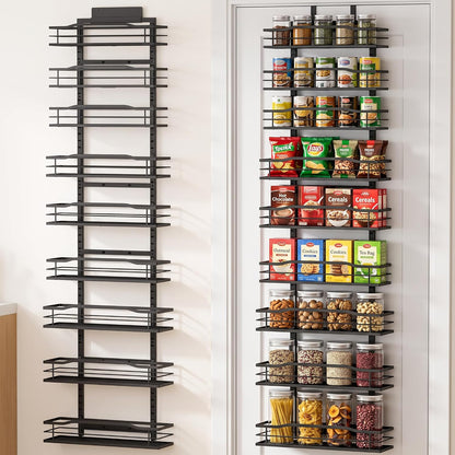 White 9-Tier Over The Door Pantry Organizer, Pantry Organization And Storage, Metal Hanging Spice Rack Shelves Door, Home & Kitchen Essentials, Laundry Room Bathroom Organization
