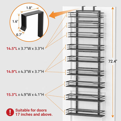 White 9-Tier Over The Door Pantry Organizer, Pantry Organization And Storage, Metal Hanging Spice Rack Shelves Door, Home & Kitchen Essentials, Laundry Room Bathroom Organization