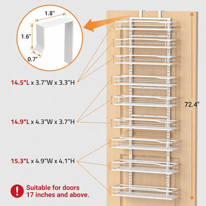 White 9-Tier Over The Door Pantry Organizer, Pantry Organization And Storage, Metal Hanging Spice Rack Shelves Door, Home & Kitchen Essentials, Laundry Room Bathroom Organization