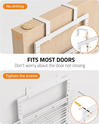 White 9-Tier Over The Door Pantry Organizer, Pantry Organization And Storage, Metal Hanging Spice Rack Shelves Door, Home & Kitchen Essentials, Laundry Room Bathroom Organization