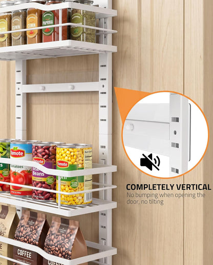 White 9-Tier Over The Door Pantry Organizer, Pantry Organization And Storage, Metal Hanging Spice Rack Shelves Door, Home & Kitchen Essentials, Laundry Room Bathroom Organization