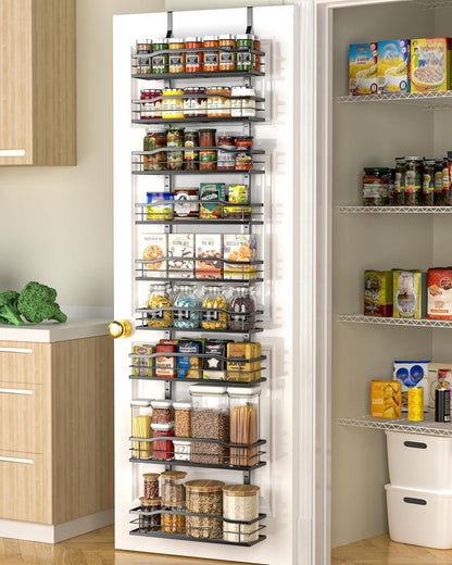 White 9-Tier Over The Door Pantry Organizer, Pantry Organization And Storage, Metal Hanging Spice Rack Shelves Door, Home & Kitchen Essentials, Laundry Room Bathroom Organization