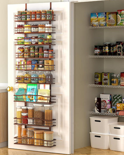 White 9-Tier Over The Door Pantry Organizer, Pantry Organization And Storage, Metal Hanging Spice Rack Shelves Door, Home & Kitchen Essentials, Laundry Room Bathroom Organization