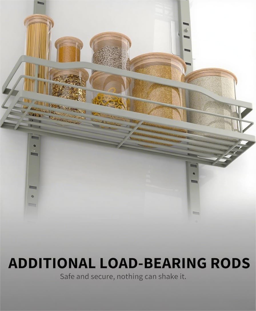 White 9-Tier Over The Door Pantry Organizer, Pantry Organization And Storage, Metal Hanging Spice Rack Shelves Door, Home & Kitchen Essentials, Laundry Room Bathroom Organization