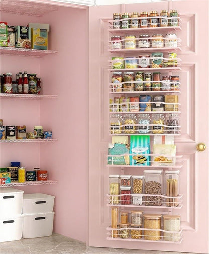 White 9-Tier Over The Door Pantry Organizer, Pantry Organization And Storage, Metal Hanging Spice Rack Shelves Door, Home & Kitchen Essentials, Laundry Room Bathroom Organization