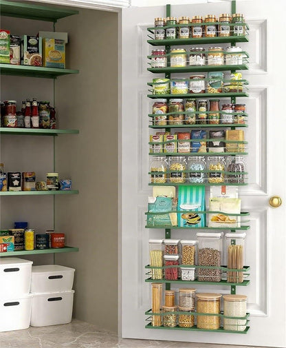 White 9-Tier Over The Door Pantry Organizer, Pantry Organization And Storage, Metal Hanging Spice Rack Shelves Door, Home & Kitchen Essentials, Laundry Room Bathroom Organization