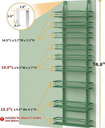White 9-Tier Over The Door Pantry Organizer, Pantry Organization And Storage, Metal Hanging Spice Rack Shelves Door, Home & Kitchen Essentials, Laundry Room Bathroom Organization