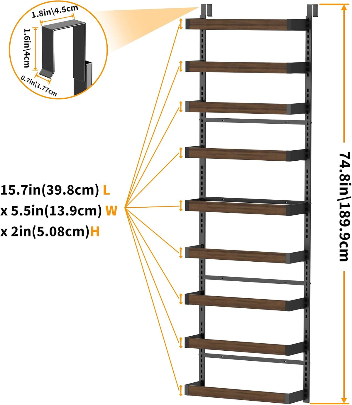 White 9-Tier Over The Door Pantry Organizer, Pantry Organization And Storage, Metal Hanging Spice Rack Shelves Door, Home & Kitchen Essentials, Laundry Room Bathroom Organization