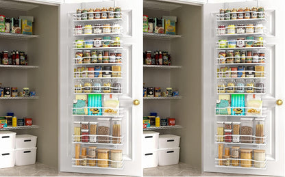 White 9-Tier Over The Door Pantry Organizer, Pantry Organization And Storage, Metal Hanging Spice Rack Shelves Door, Home & Kitchen Essentials, Laundry Room Bathroom Organization