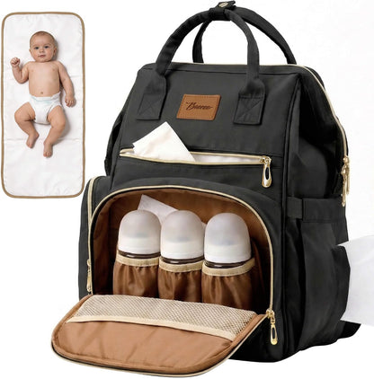Diaper Bag Backpack with Wet/Dry Pocket, Changing Pad, 27L Beige