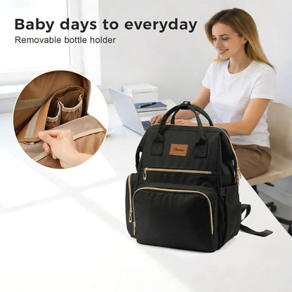 Diaper Bag Backpack with Wet/Dry Pocket, Changing Pad, 27L Beige