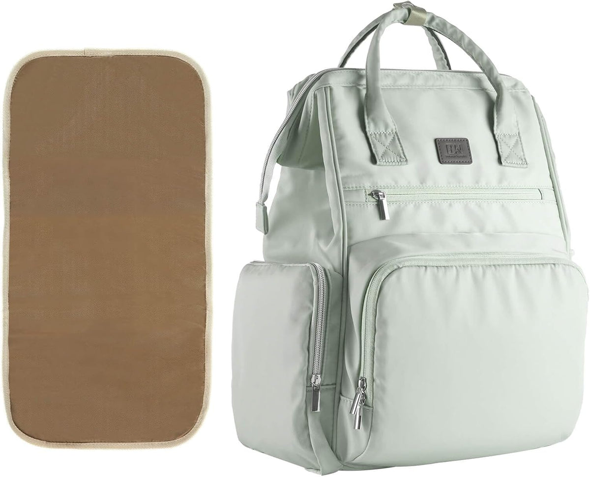 Diaper Bag Backpack with Wet/Dry Pocket, Changing Pad, 27L Beige