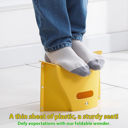 Portable Folding Stool Outdoor Camping Plastic Chair Ultra-Thin Paper Short Stool Used As Shopping Basket (Yellow)