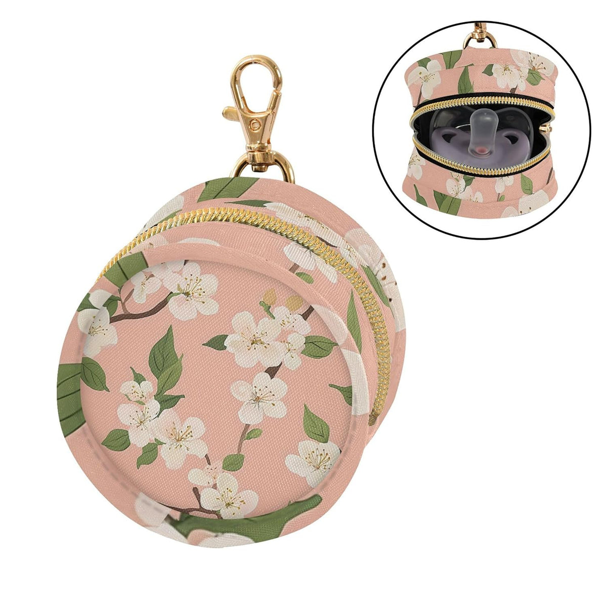Pretty Flowers and Branches Baby Pacifier Holder Case, Dustproof Portable Storage Box for Diaper Bag Purse, Pacifier Storage Container for Boys & Girls