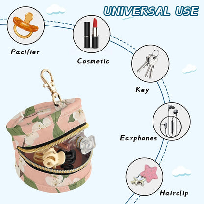 Pretty Flowers and Branches Baby Pacifier Holder Case, Dustproof Portable Storage Box for Diaper Bag Purse, Pacifier Storage Container for Boys & Girls