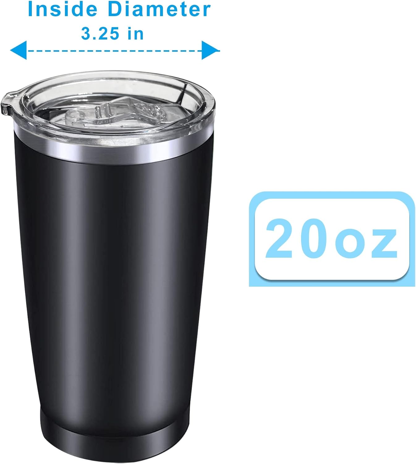 2PCS 20oz Tumbler Replacement Lids Covers for 3.25in Cup Mouth | Spill Proof Splash Resistant Lids Compatible Classic Stainless Steel Tumblers YETI Rambler Atlin,Beast Juro SUNWILL Cup