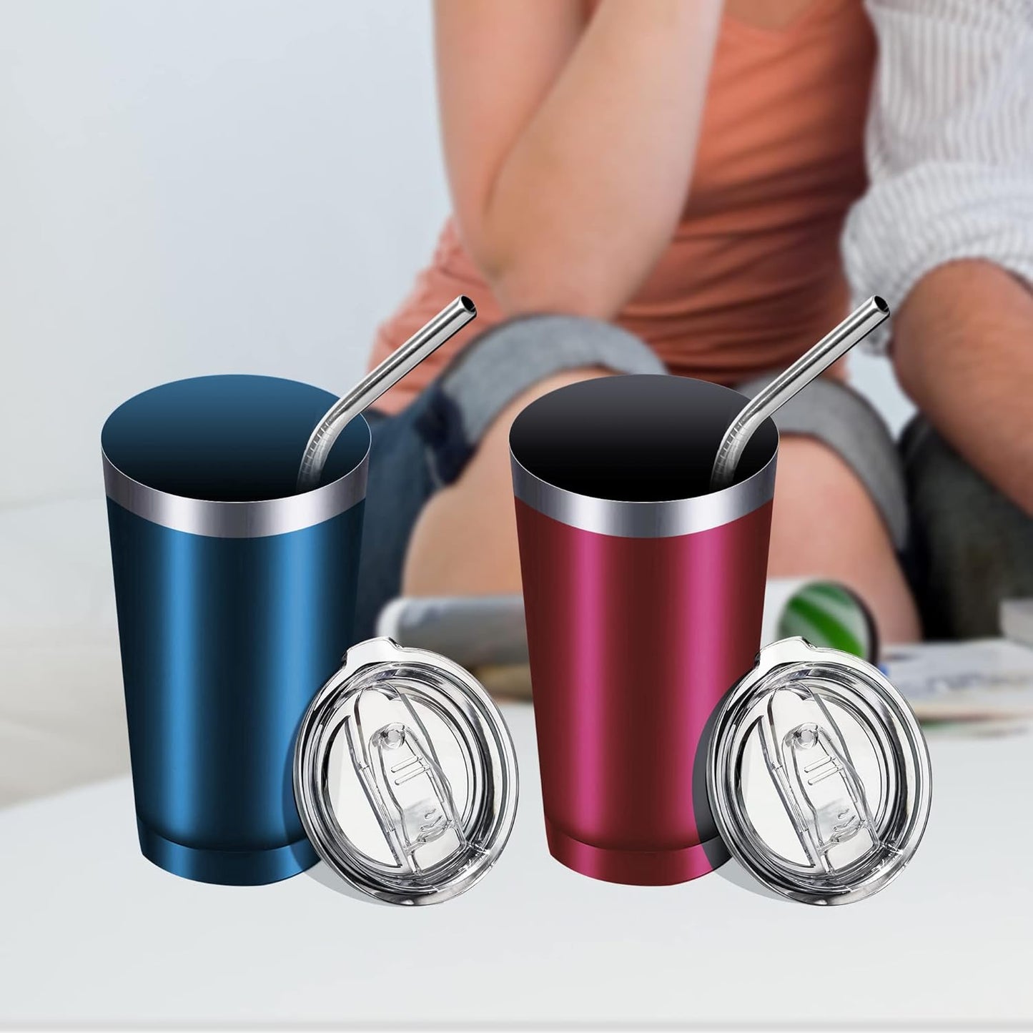 2PCS 20oz Tumbler Replacement Lids Covers for 3.25in Cup Mouth | Spill Proof Splash Resistant Lids Compatible Classic Stainless Steel Tumblers YETI Rambler Atlin,Beast Juro SUNWILL Cup