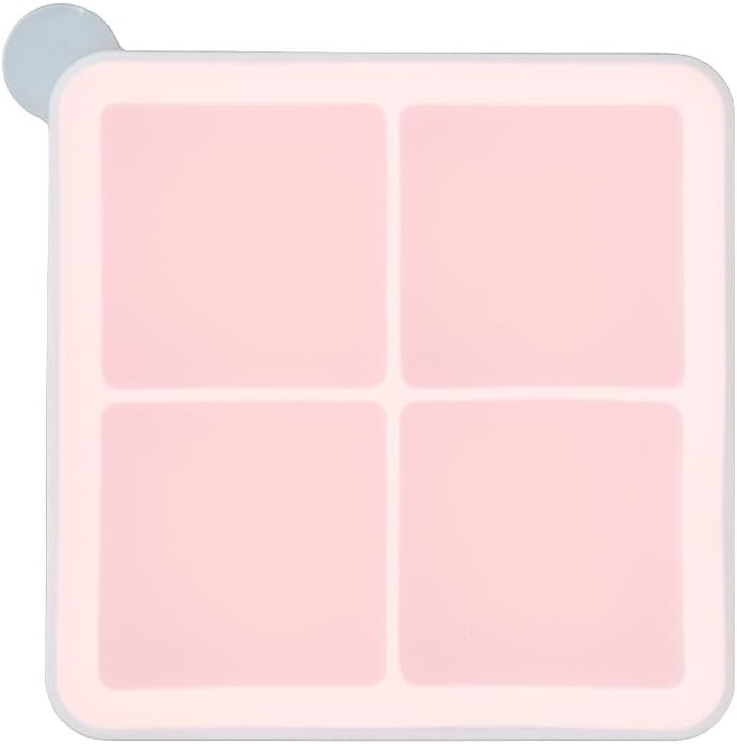 Baby Food Freezer Tray, Pink 4-Cavity Silicone Ice Cube Tray, Large Capacity Baby Food Storage Mold with Lid, BPA Free, Easy Release Ice Mold for Breast Milk, Puree, Toddler Food