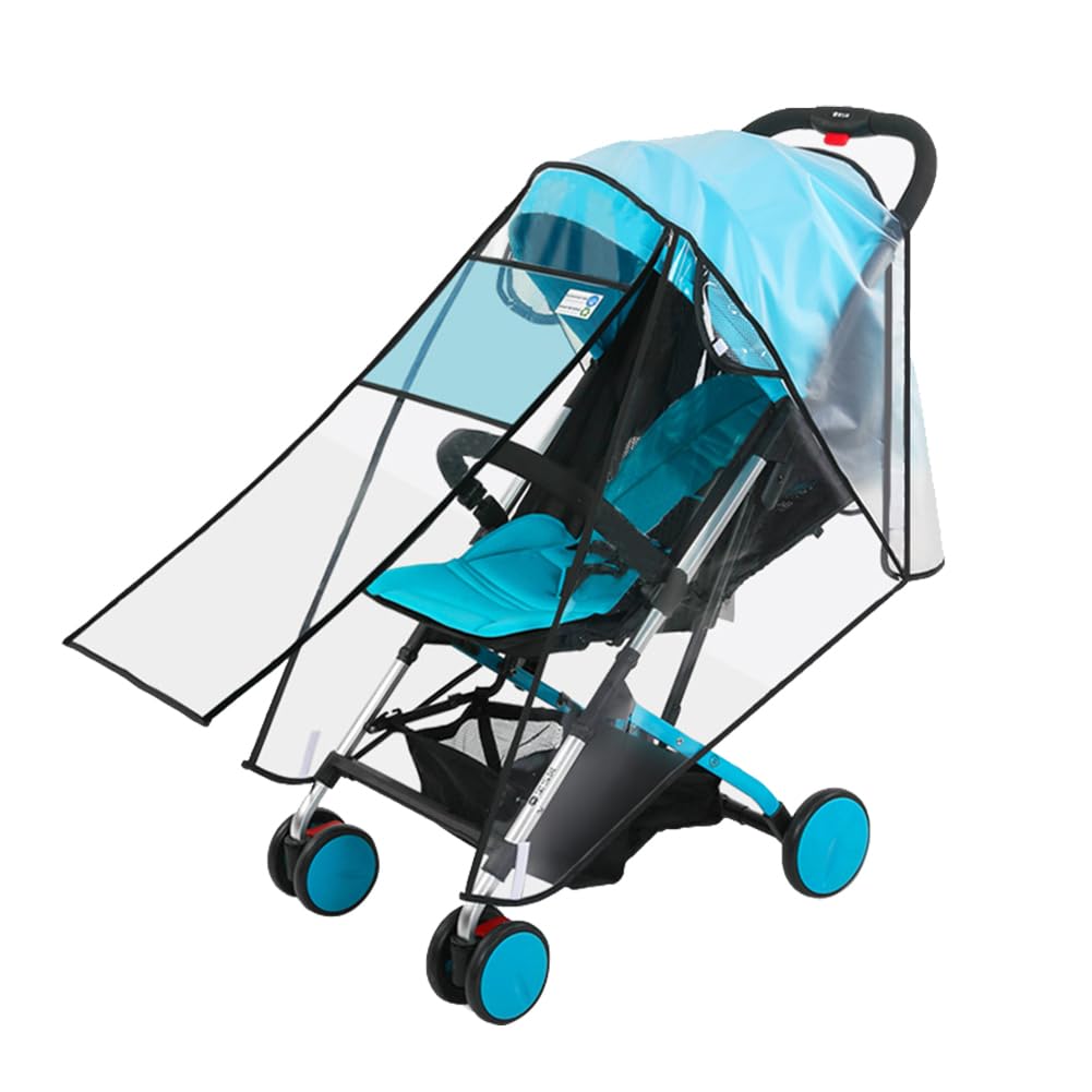 Waterproof Stroller Rain Cover Universal Travel Weather Shield EVA Pram Raincoat Clear Plastic Buggy Umbrella Windshield (Not Include Stroller)