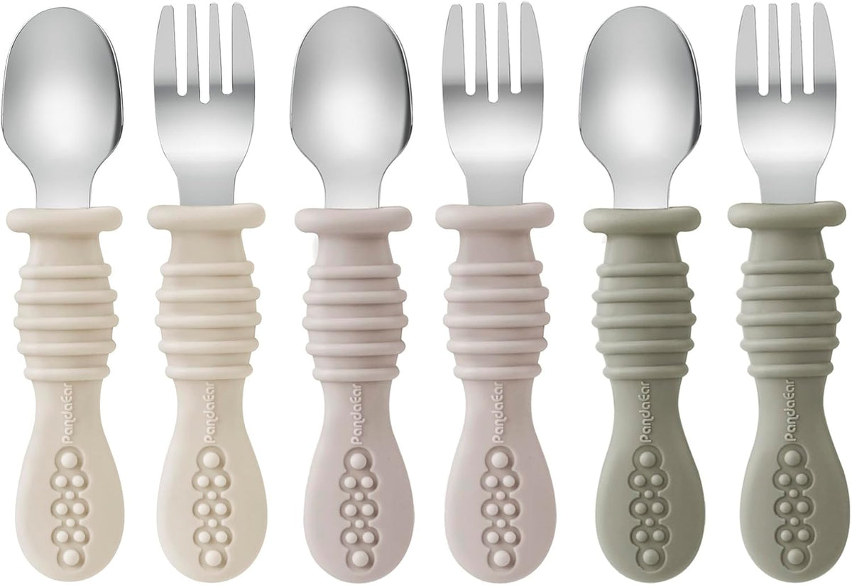 Silicone Baby Bibs & 6 Pack Toddler Fork and Spoon Utensil