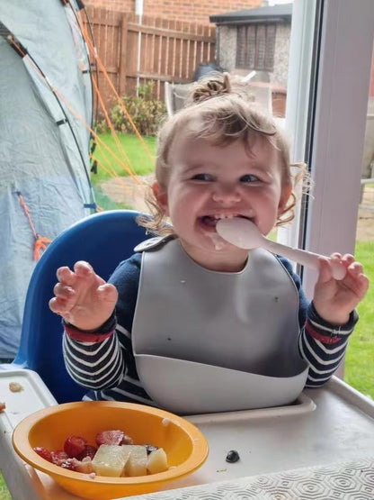 Silicone Baby Bibs & 6 Pack Toddler Fork and Spoon Utensil