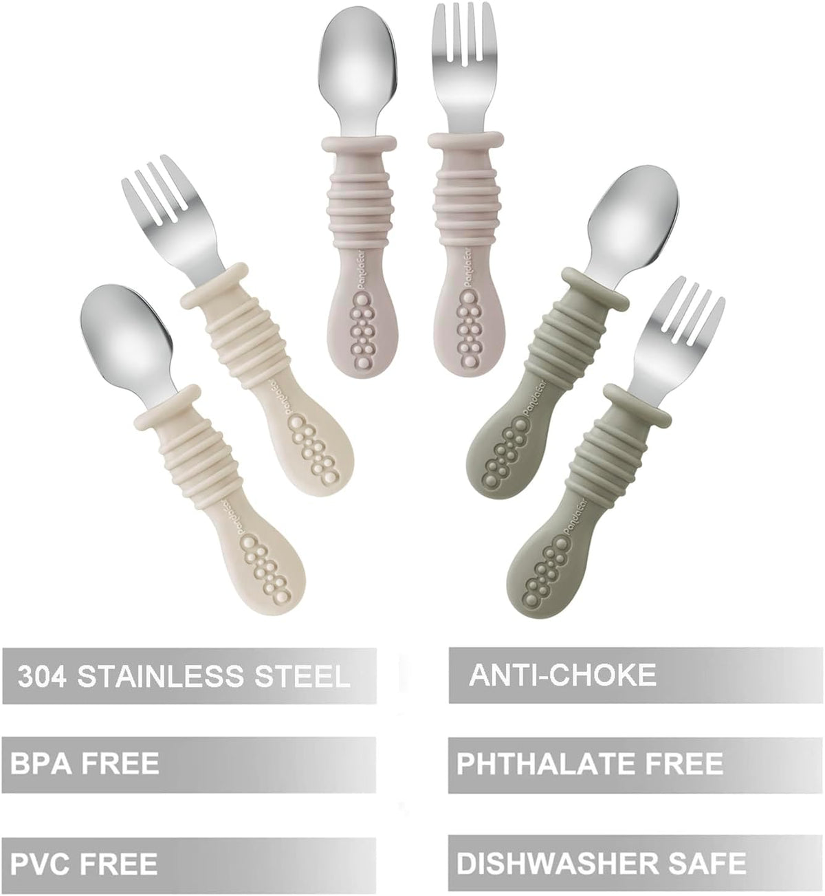 Silicone Baby Bibs & 6 Pack Toddler Fork and Spoon Utensil