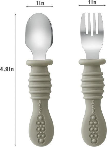Silicone Baby Bibs & 6 Pack Toddler Fork and Spoon Utensil