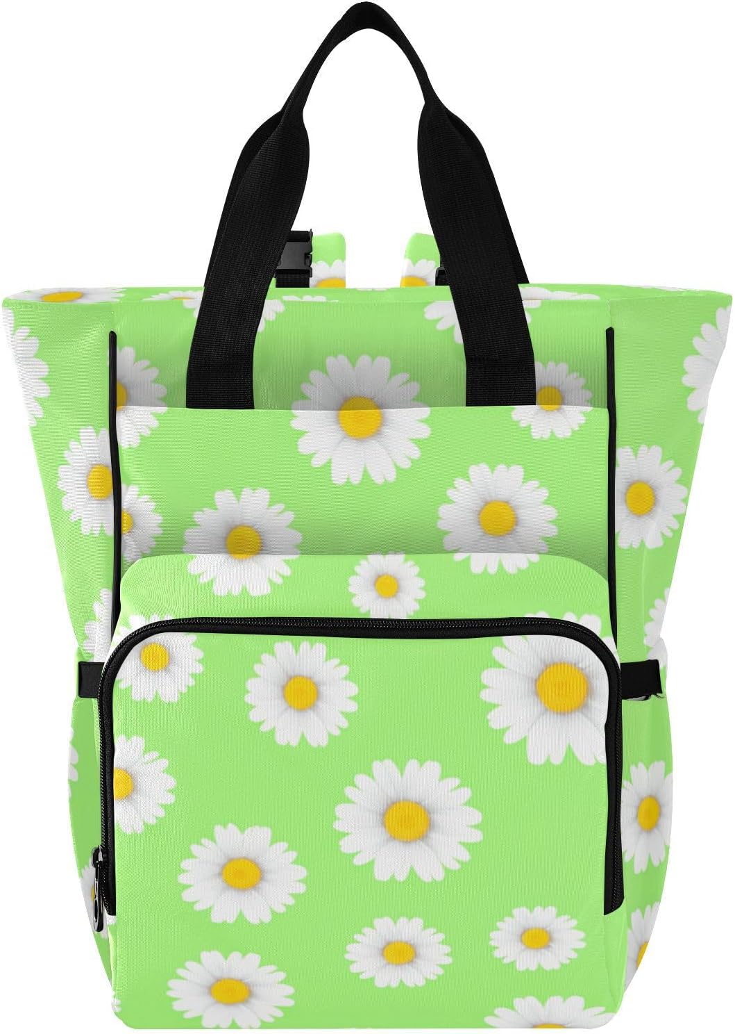 Diaper Bag Backpack, Multifunction Travel Bag for Moms Dads, Baby Changing Bag with Insulted Pockets, Stroller Straps and Side Bottle Pockets Fresh Daisy Pattern