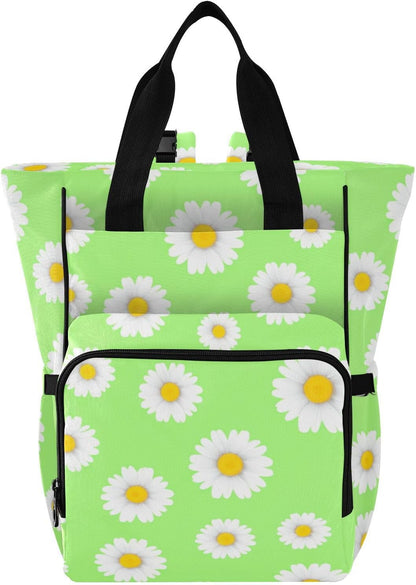 Diaper Bag Backpack, Multifunction Travel Bag for Moms Dads, Baby Changing Bag with Insulted Pockets, Stroller Straps and Side Bottle Pockets Fresh Daisy Pattern