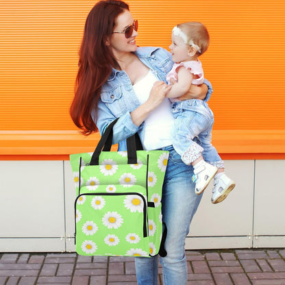 Diaper Bag Backpack, Multifunction Travel Bag for Moms Dads, Baby Changing Bag with Insulted Pockets, Stroller Straps and Side Bottle Pockets Fresh Daisy Pattern