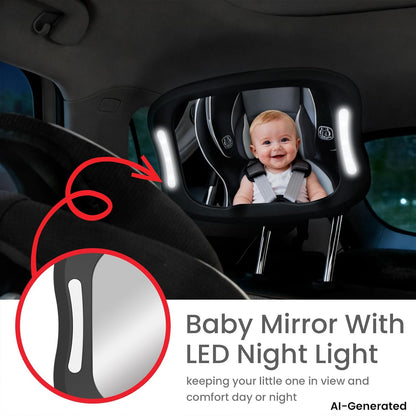 Baby Car Mirror with LED Light & Remote Control