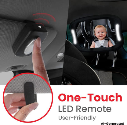 Baby Car Mirror with LED Light & Remote Control