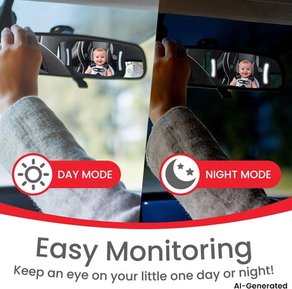 Baby Car Mirror with LED Light & Remote Control