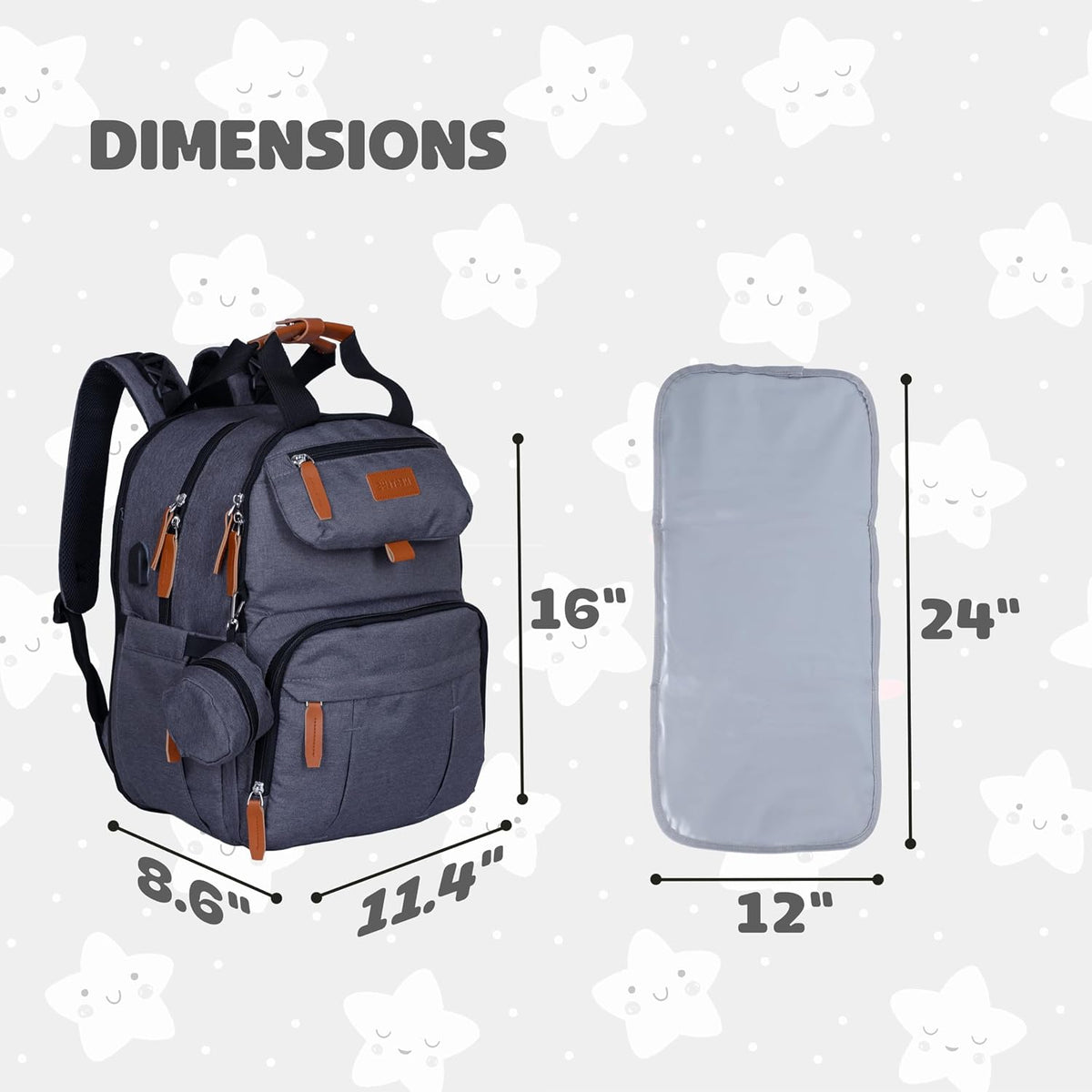 Expandable Diaper Bag Backpack for Baby Boy & Girl – 26-32L Large Capacity Travel Diaper Bag with Insulated Pockets, Changing Pad & Stroller Straps – Black